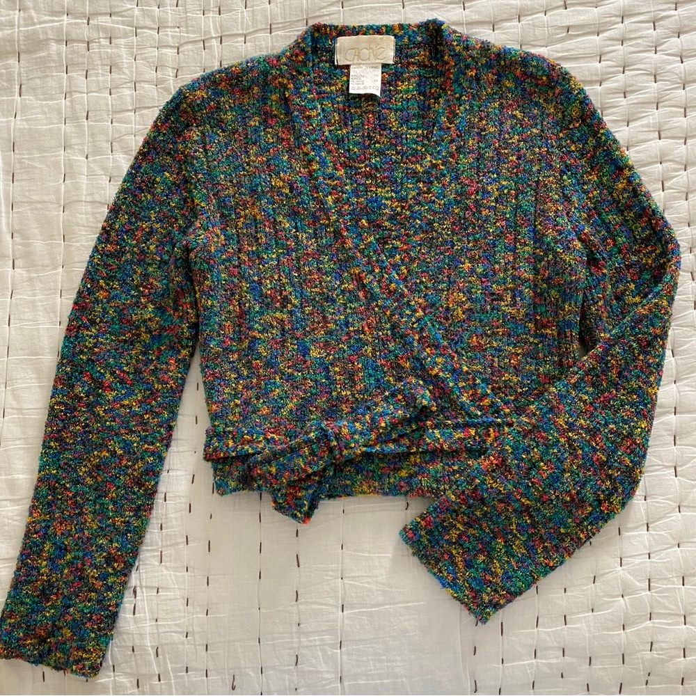 Cache Multi-Colored Boucle Wrap-Around Sweater Ca… - image 4